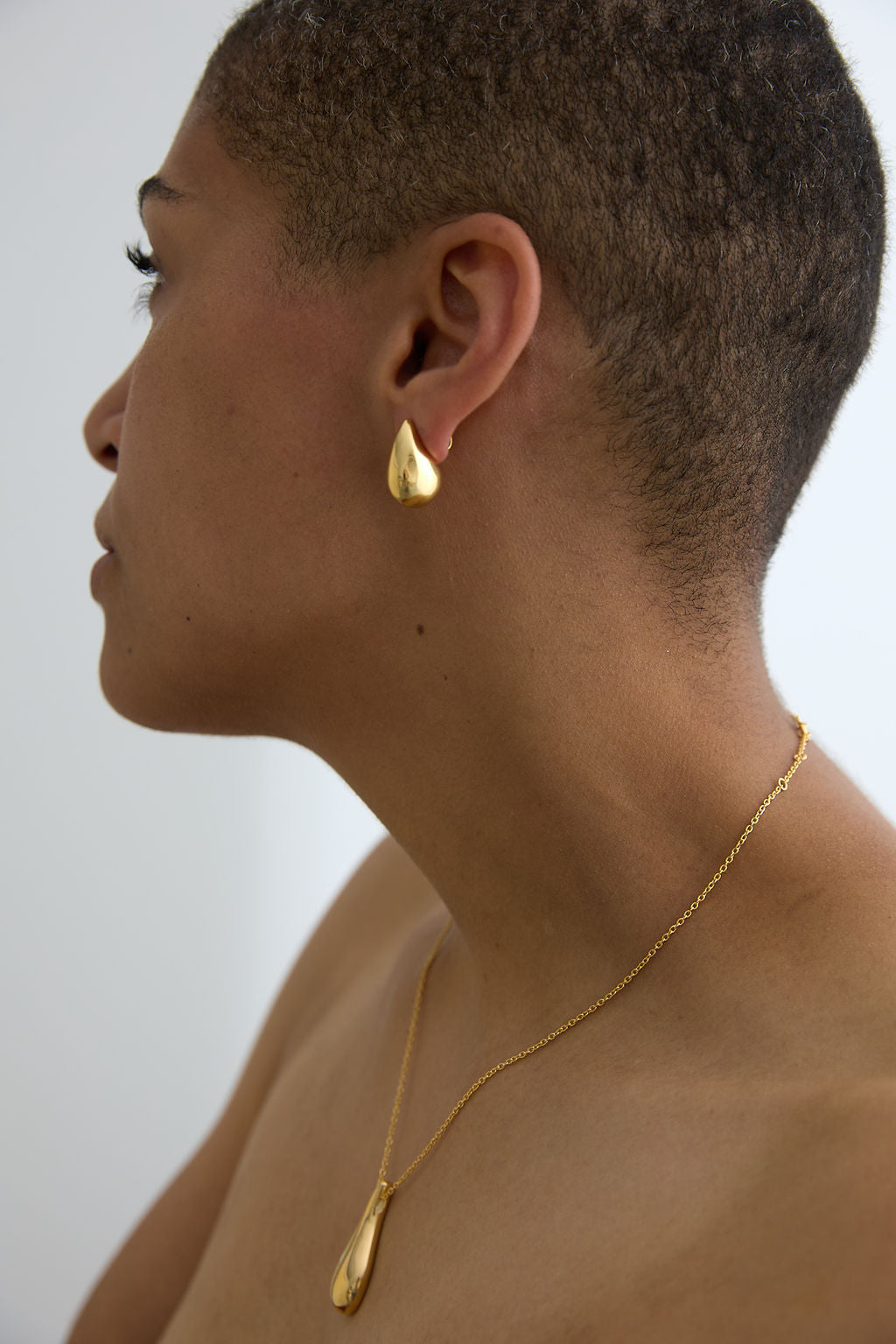 Small Hollow Form Tear Drop Earrings