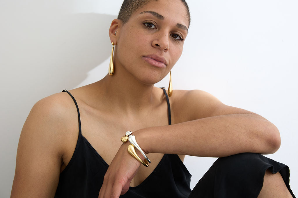 Long Hollow Form Tear Drop Earrings