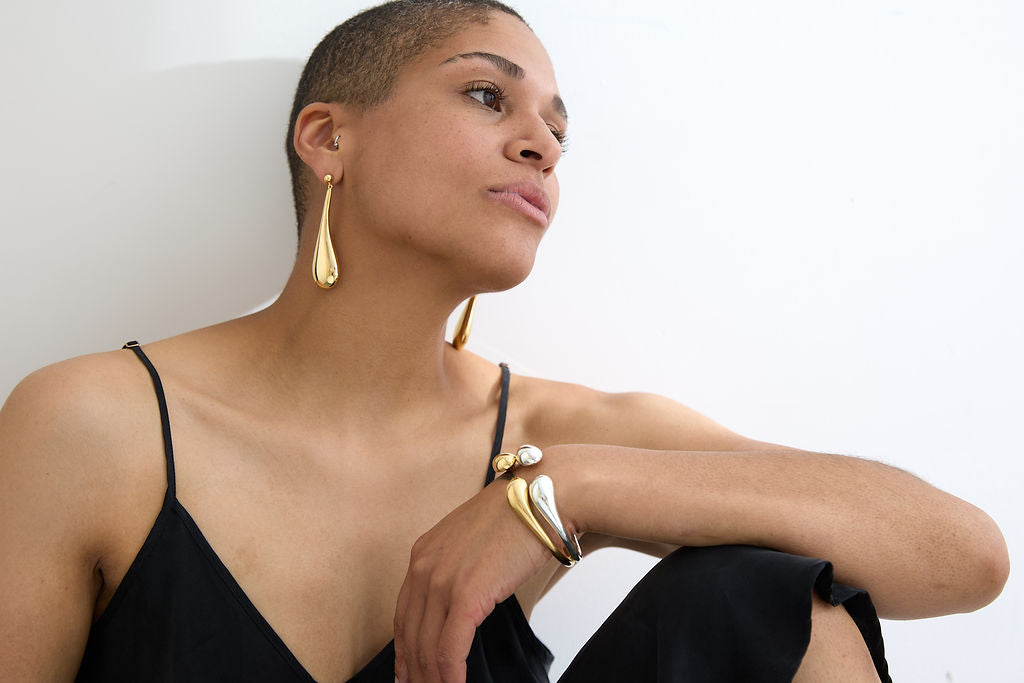 Long Hollow Form Tear Drop Earrings