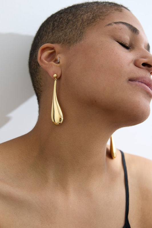 Long Hollow Form Tear Drop Earrings