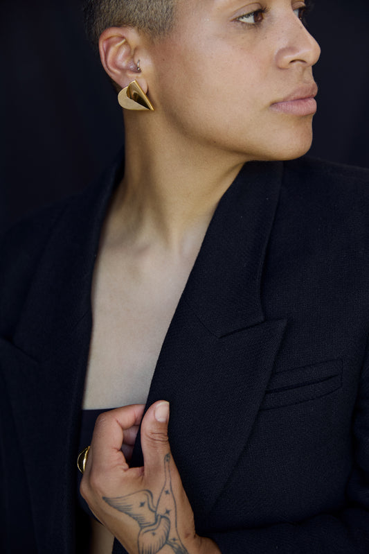 Large Folded Hearts Studs