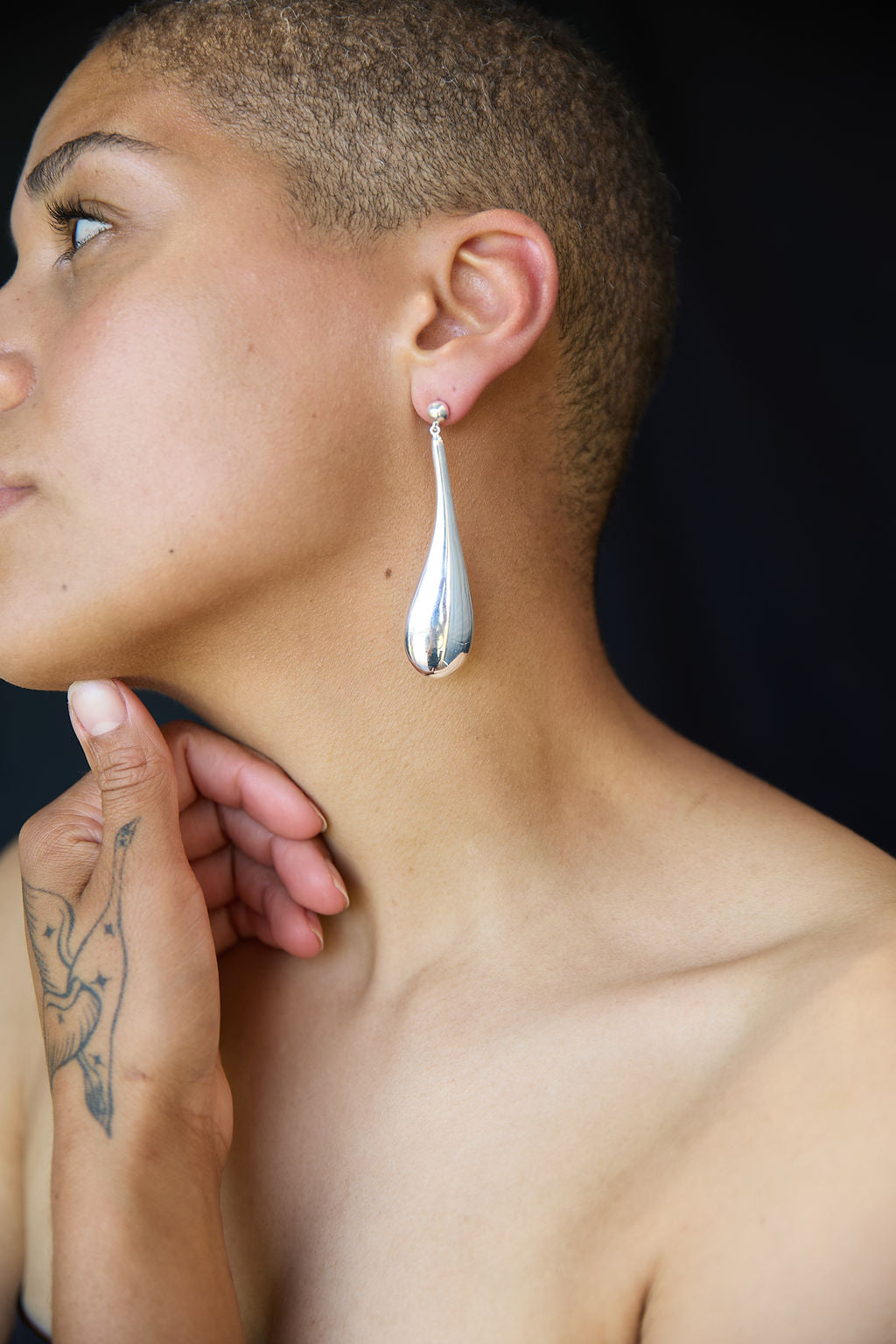 Long Hollow Form Tear Drop Earrings