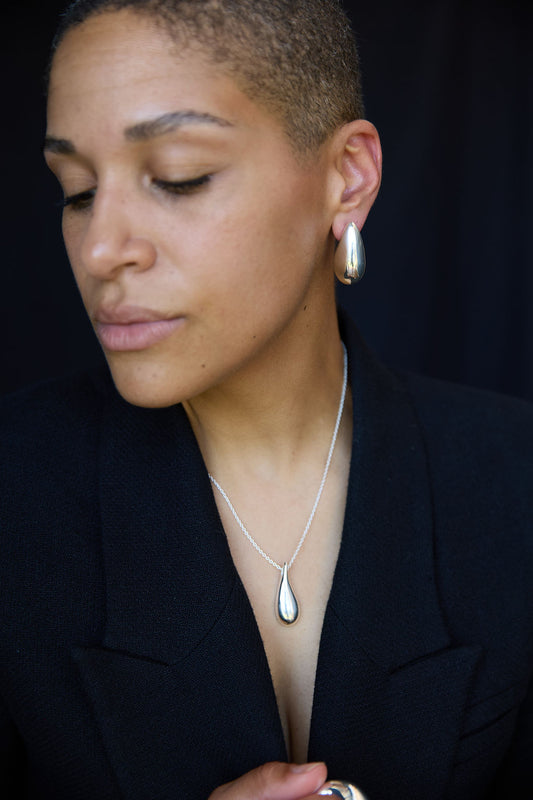 Large Hollow Form Tear Drop Earrings