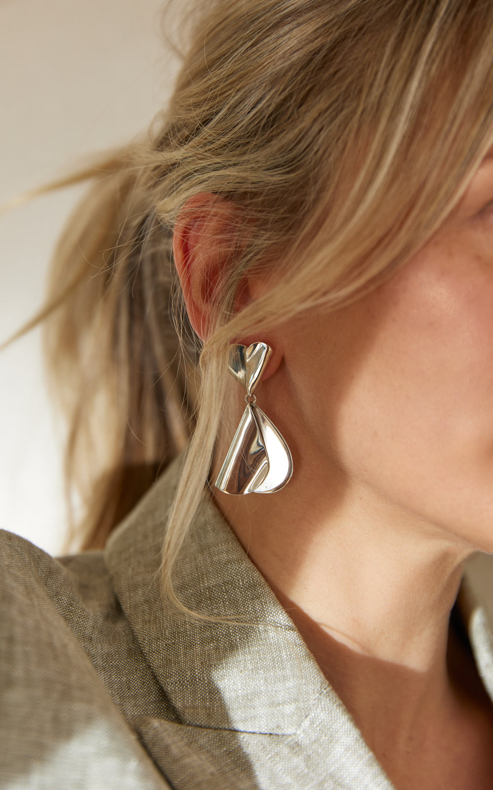 FOLDED HEARTS DROP EARRINGS