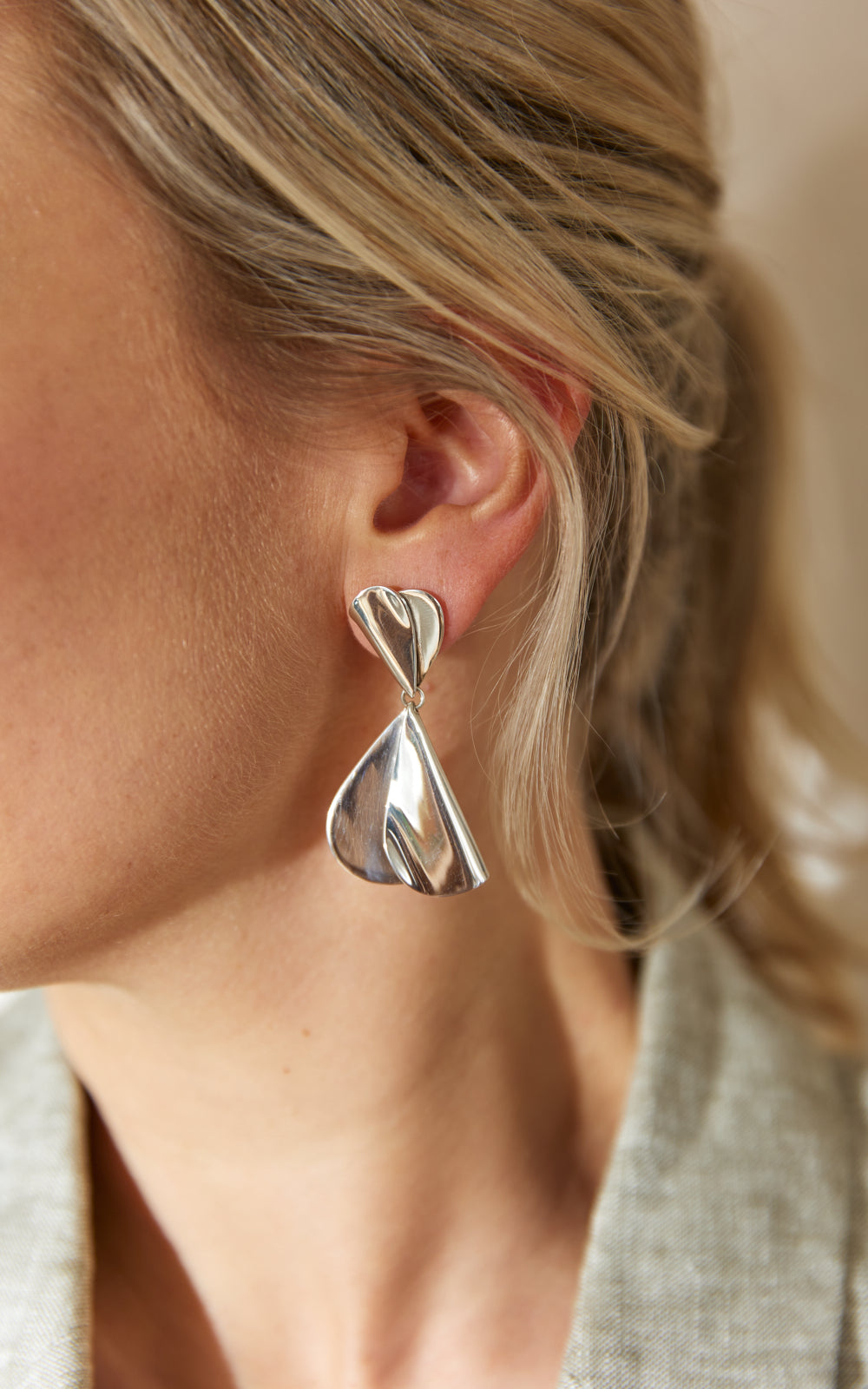 FOLDED HEARTS DROP EARRINGS