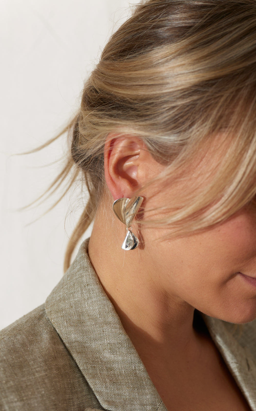 FOLDED HEARTS ASYMMETRICAL EARRINGS