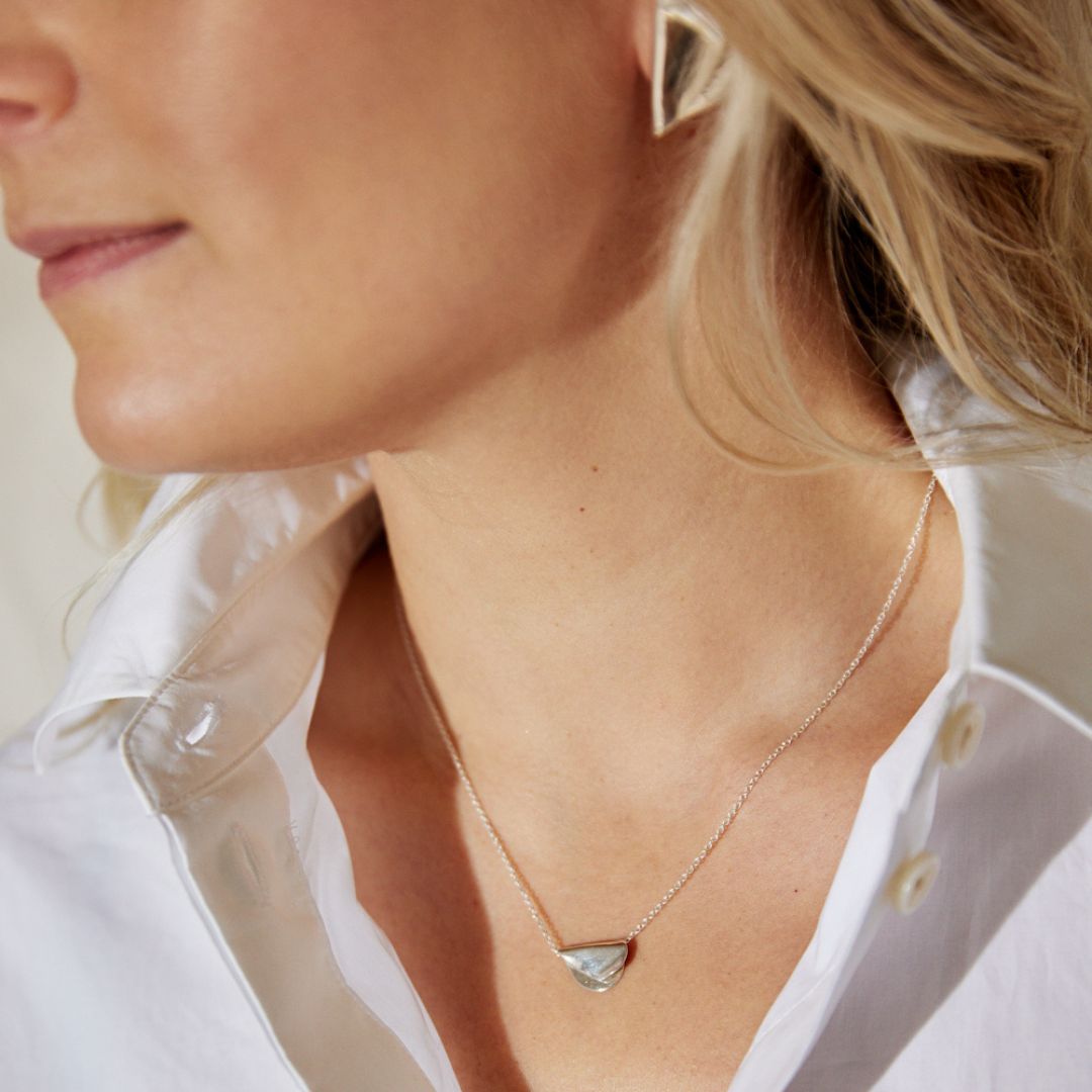 Folded Heart Earring and Pendant Set