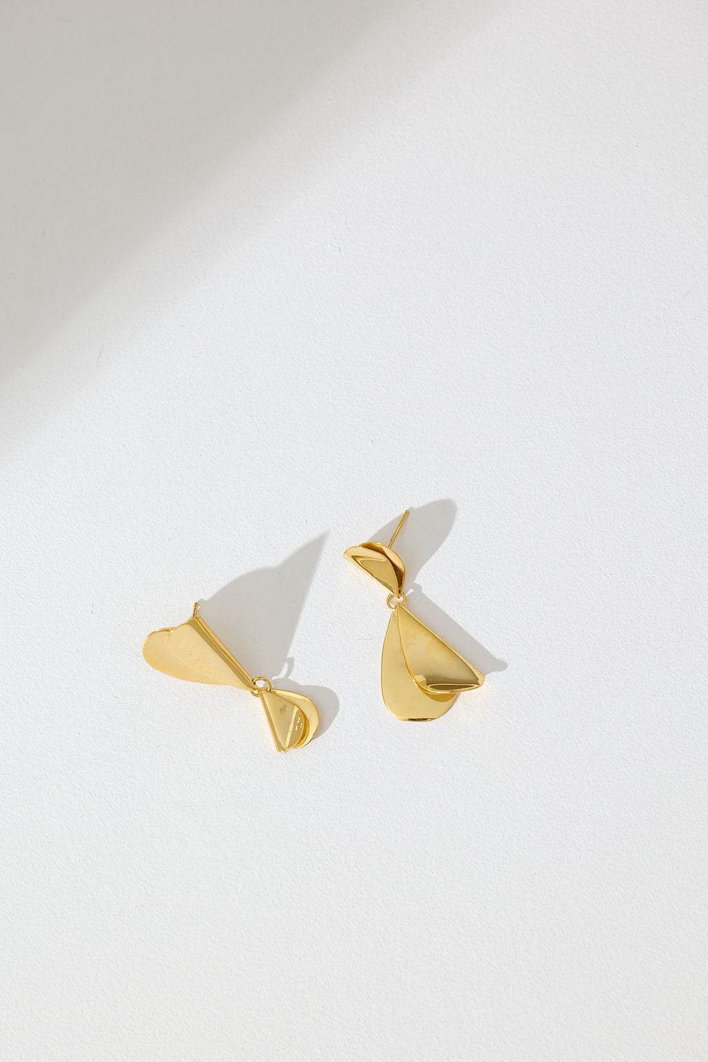 Folded Hearts Asymmetrical Drop Earrings