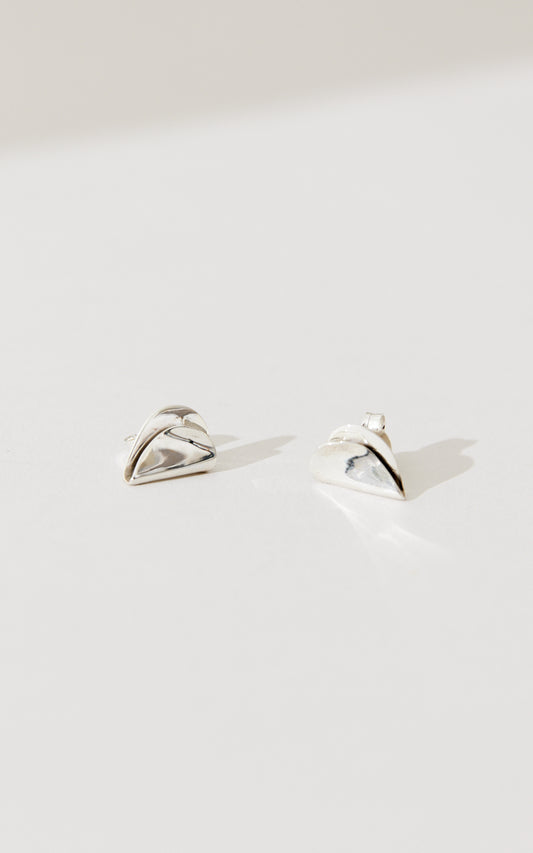 Folded Hearts Small Studs